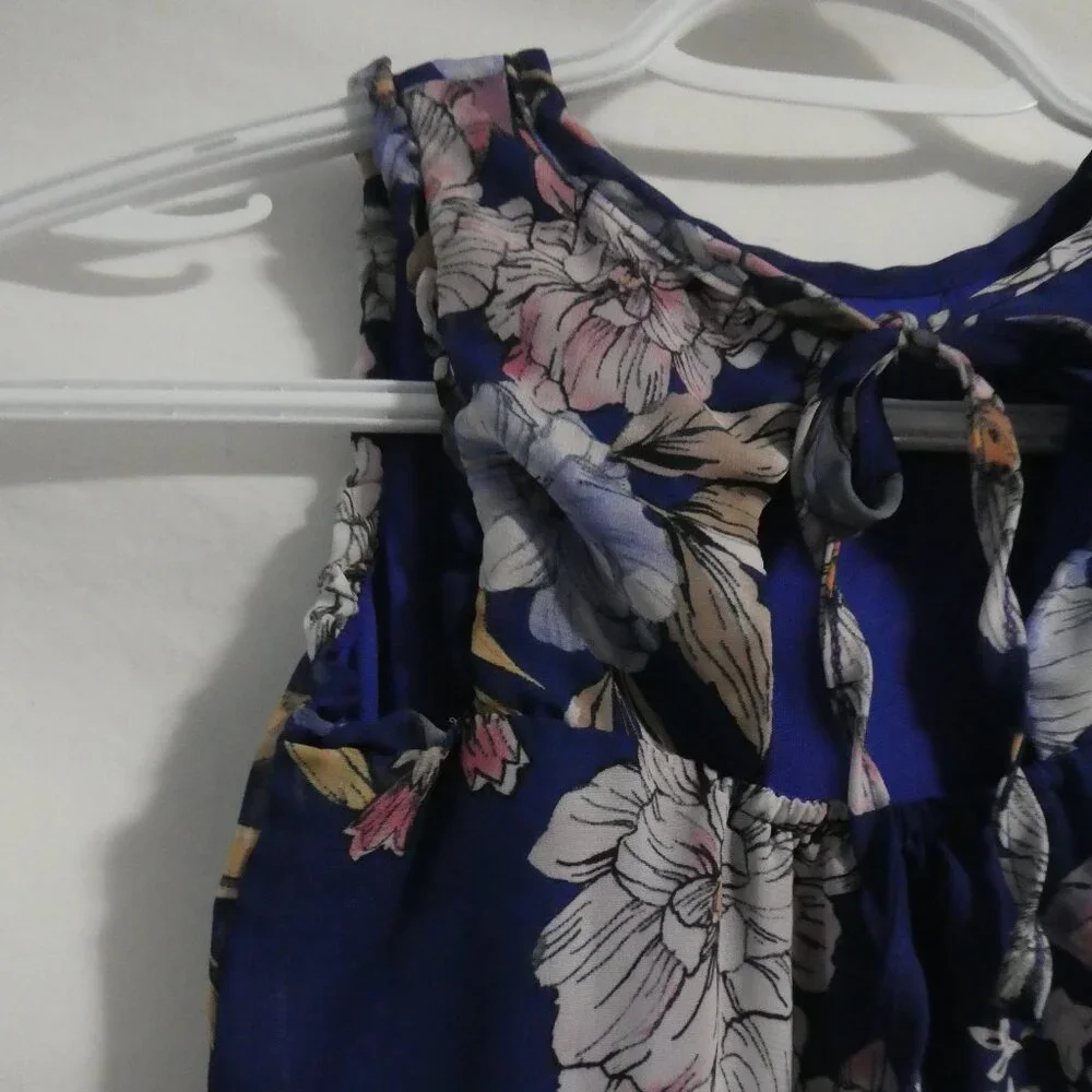 AVA & YELLY | size 6 | Sheer Sleeveless Floral Dress | Tie Back | Lined - Picture 10 of 16